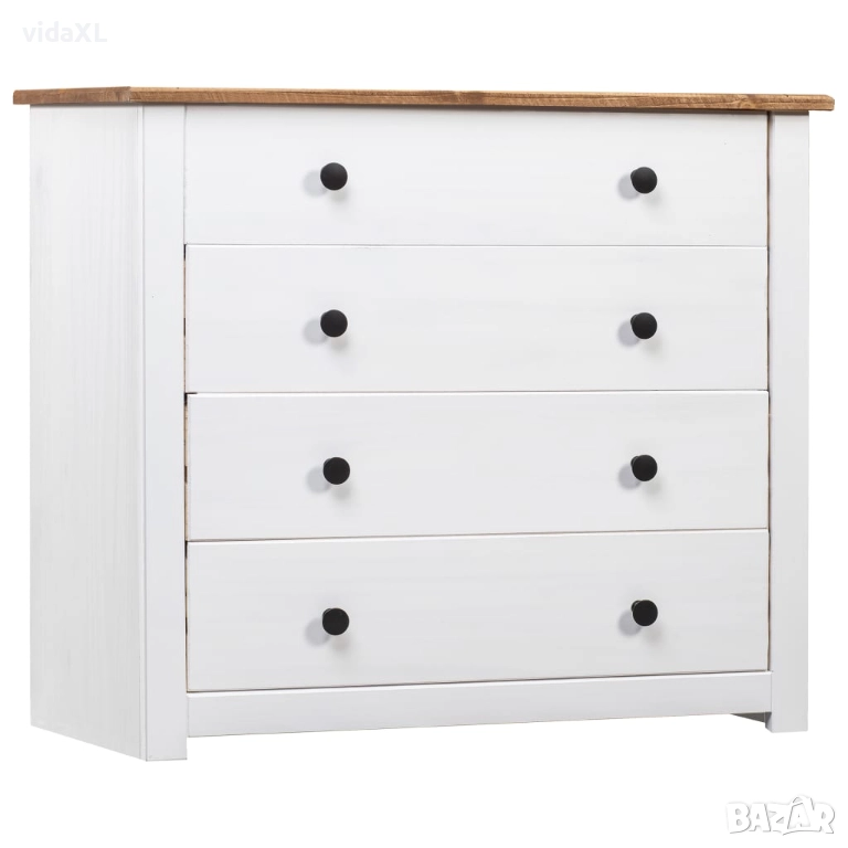 vidaXL Страничен шкаф, бял, 80x40x73 см, бор, Panama Range(SKU:282660), снимка 1