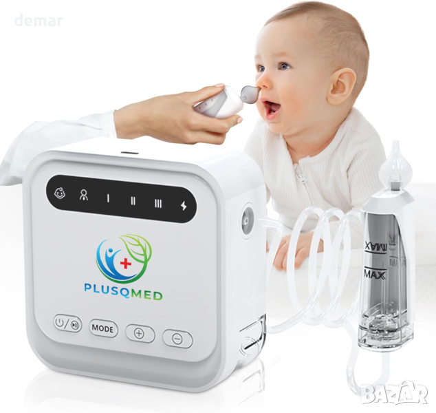 Електрически аспиратор за нос Plusqmed Baby, 3 нива, бял, снимка 1