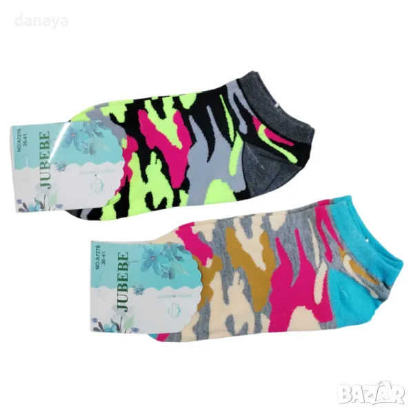 5617 Дамски чорапи Цветен камуфлаж, 36-41 номер, снимка 1