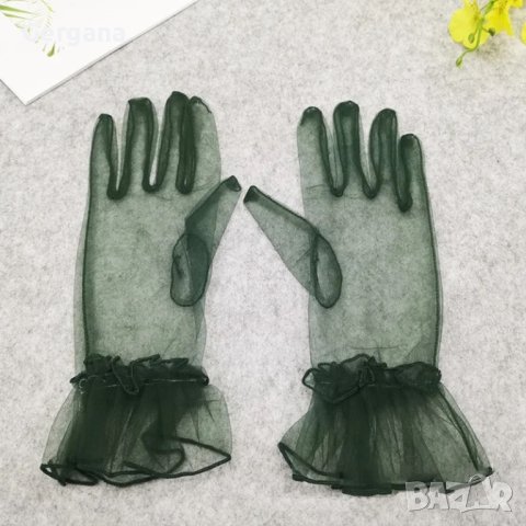 къси тъмно зелени ръкавици, снимка 2 - Ръкавици - 44375639
