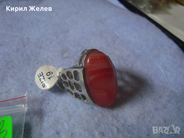 КРАСИВ НОВ ФЕШЪН АРТ ПОСРЕБРЕН СКЪПОЦЕНЕН ПРЪСТЕН с ЮВЕЛИРНО ШЛИФОВАН и ПОЛИРАН КАМЪК АХАТ 26607, снимка 6 - Пръстени - 36393684