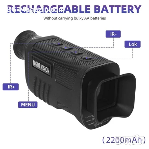 Мощен монокъл за нощно виждане уред за лов наблюдение на птици животни туризъм охрана нощен бинокъл, снимка 14 - Екипировка - 50931143