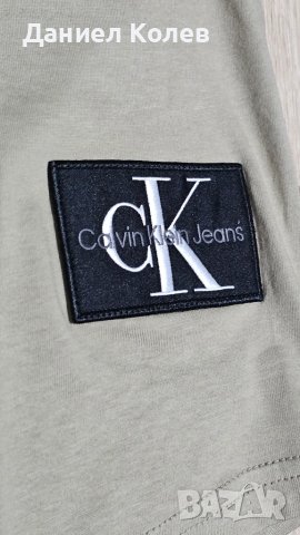 Calvin Klein мъжка тениска – бежова, класически стил, размер M, снимка 3 - Тениски - 51103866