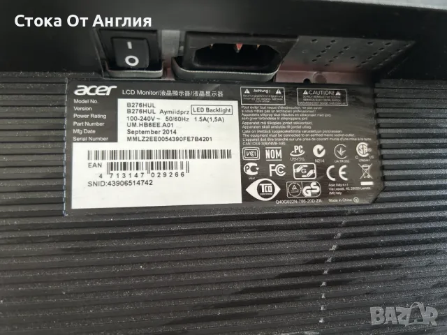 Монитор - Acer B276HUL B3, снимка 4 - Монитори - 48231676