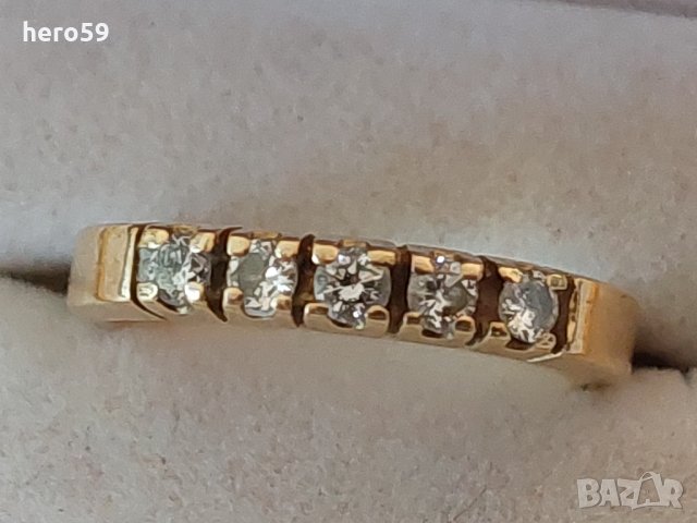 Дамски златен пръстен с пет брилянта/диамат,брилянт/, снимка 1 - Пръстени - 35500293