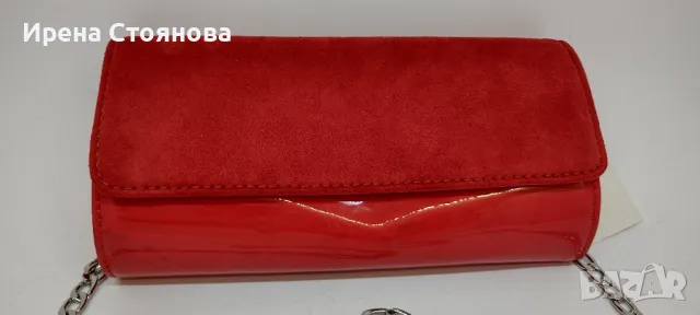 Дамски обувки на висок ток и чанта, червен велур., снимка 3 - Чанти - 49268528