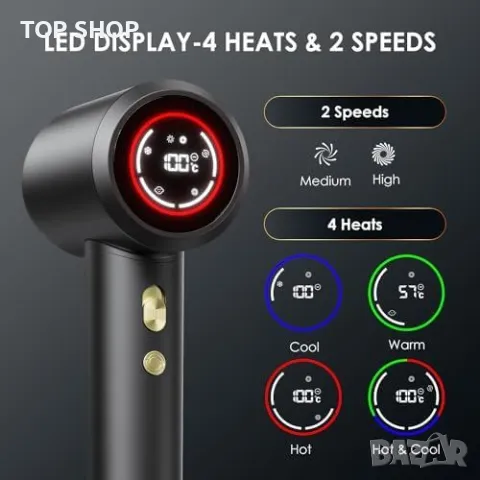 Нов лек Професионален Сешоар с Йонна Защита и Стилен Дизайн GLAM, снимка 2 - Сешоари - 49321369