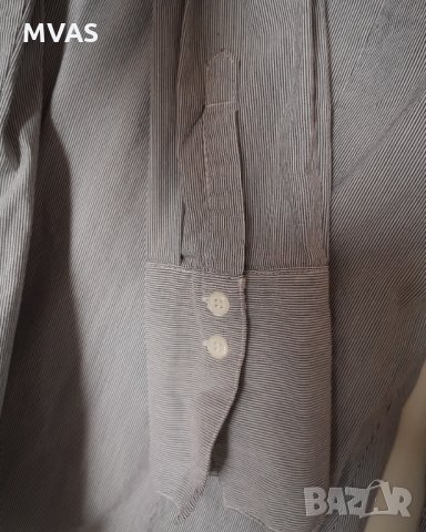 Нова сива H&M риза с бяло райе 38 S номер, снимка 3 - Ризи - 30140046