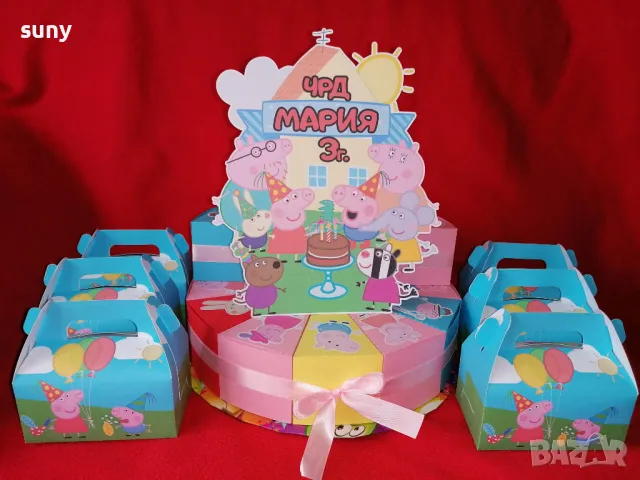 Картонена торта Пепа пиг, снимка 2 - Други - 49629888