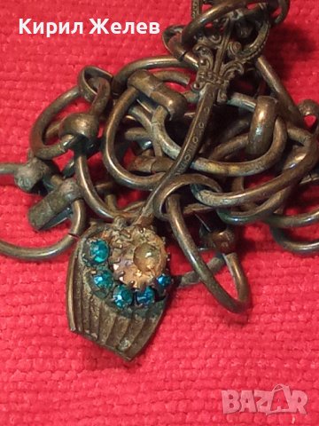 БРОНЗОВА ЛЪЖИЧКА ВИСУЛКА ВИНТИДЖ с КРАСИВИ БЛЕСТЯЩИ КАМЪНИ и ВЕРИЖКА 3924, снимка 2 - Колиета, медальони, синджири - 30550058