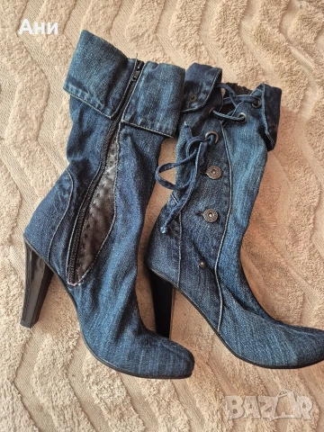 Дамски дънкови ботуши 38
