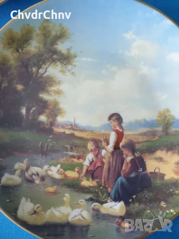 5бр Weimar Бавария/немска колекционерска декоративна порцеланова чиния-картина/пейзажи, снимка 3 - Картини - 48371398