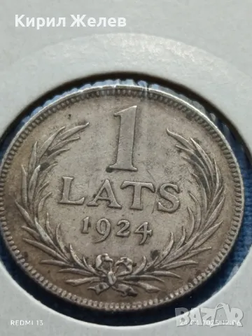 Сребърна монета 1 лат 1924г. Латвия Първа република за КОЛЕКЦИЯ 41258, снимка 2 - Нумизматика и бонистика - 50018712