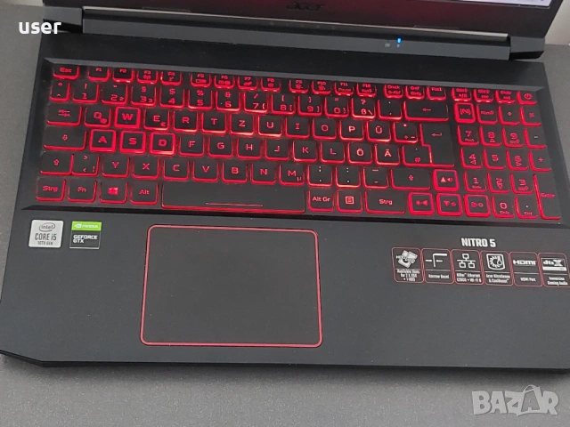 16GB RAM, GTX 1650Ti 4GB, Core i5-10300H, 15.6" FULL HD 144Hz геймърски лаптоп Acer Nitro 5 AN515, снимка 2 - Лаптопи за игри - 54042604