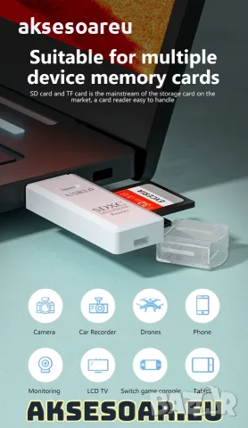 Кард рийдър 2 в 1 USB 3.0 високоскоростен Четец за карти Micro SD USB адаптер TF карта памет за PC , снимка 17 - USB Flash памети - 56257151