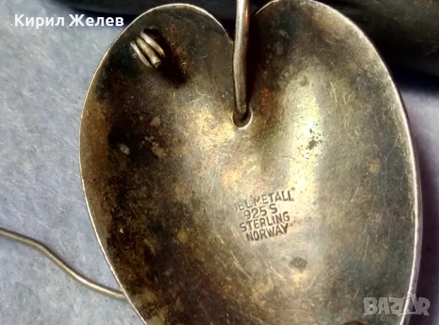 DEL METALL 925 S STERLING NORWAY ВИНТИДЖ ЕМАЙЛИРАНА СРЕБЪРНА БРОШКА СРЕБРО 925 АВТОРСКА СТАРА 49316, снимка 8 - Антикварни и старинни предмети - 48481217