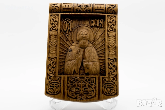 Релефна икона на свети Сергий Радонежски от масивен дъб