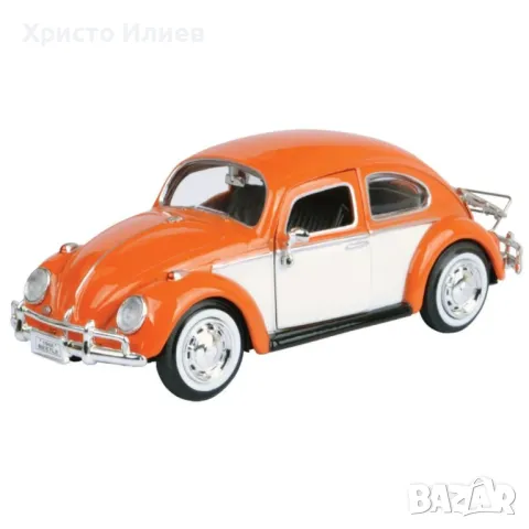 Метална количка кола Volkswagen 1:24 Beetle 1966 Фолксваген Бийтъл, снимка 6 - Коли, камиони, мотори, писти - 49553947