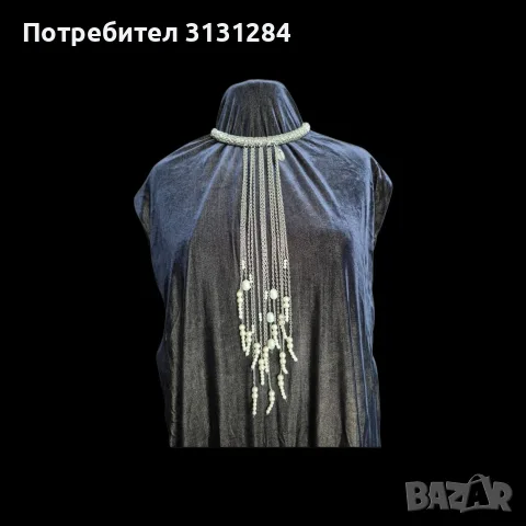 Уникално дизайнерско колие-чокър PROTOS с дълги верижки и речни бисери / перли, снимка 2 - Колиета, медальони, синджири - 56058491