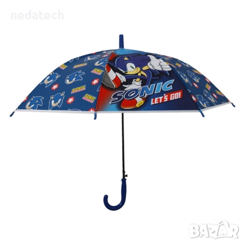 Детски чадър Соник, Син, 66см.