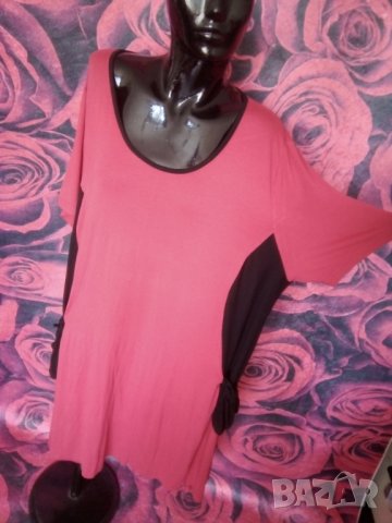 Червено-черна туника / рокля за едра дама 3ХЛ, снимка 4 - Рокли - 37422787