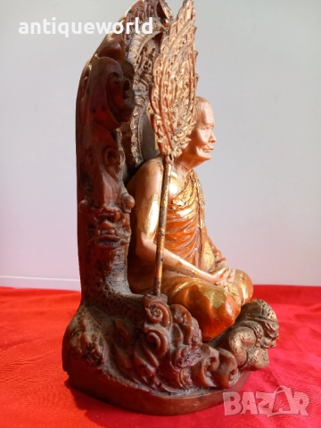 Стара БУДИСТКА Статуетка ,Фигура , МОНАХ , Буда, снимка 4 - Антикварни и старинни предмети - 51698180