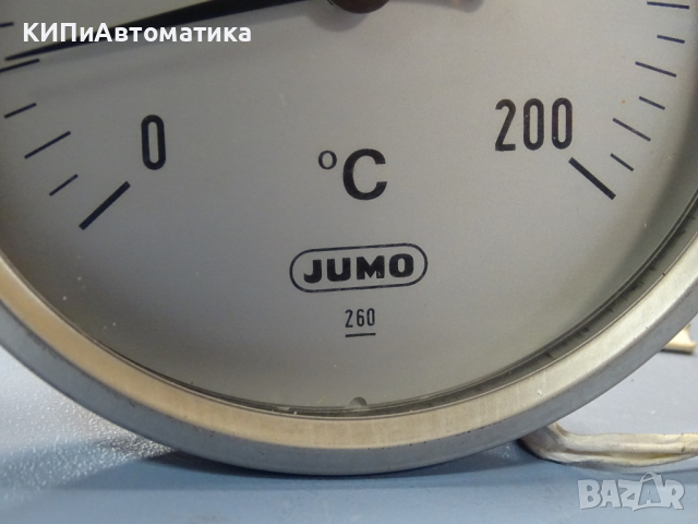 биметален термометър JUMO immersion thermometer ф100mm, 0/+200°C, L-200mm, снимка 3 - Резервни части за машини - 36530682