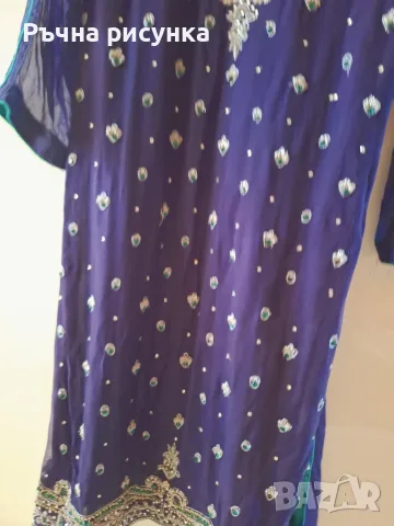 Индийска традиционна южноазиатска курта (kurta) или камиз (kameez), отличаваща се с наситено лилав , снимка 8 - Туники - 56153203