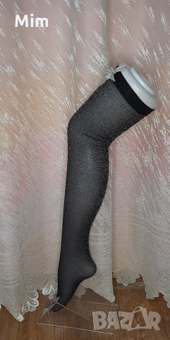 Черни чорапи със сребриста нишка с пандела , снимка 6 - Бельо - 35627580