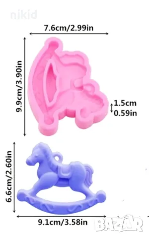 Голямо дървено конче клатушка силиконов молд форма декорация торта фондан шоколад и др., снимка 6 - Форми - 22948342