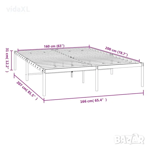 vidaXL Метална рамка за легло, бяла, 160x200 см, снимка 8 - Спални и легла - 56147281