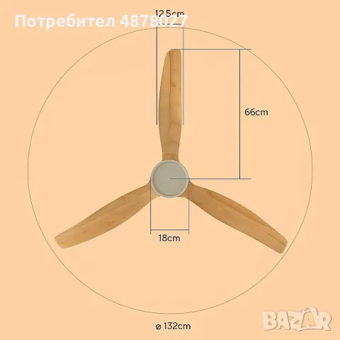 Таванен вентилатор с LED светлина -  Brizy Bright Ceiling Fan, снимка 3 - Вентилатори - 55903741