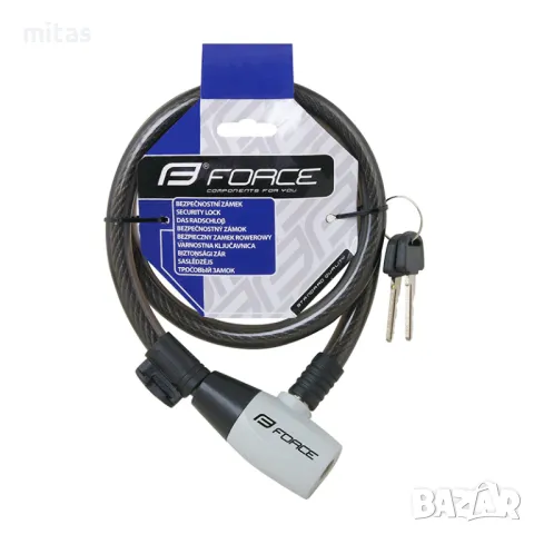 Заключващо устройство за велосипед с катинар FORCE RON 80см/12мм, Черно, снимка 2 - Аксесоари за велосипеди - 38819865