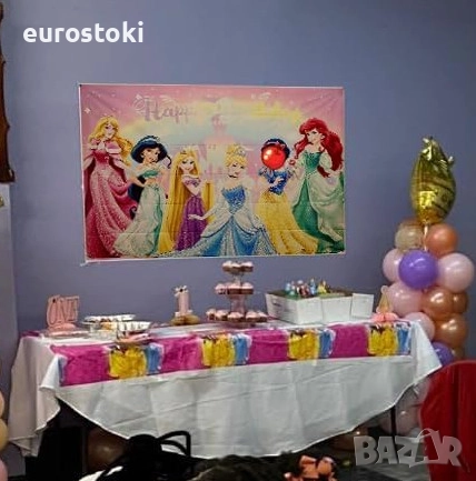 Фон за снимка "Честит Рожден ден на Принцеса", фотографски фон за Рожден ден за момичета, снимка 6 - Чанти, стативи, аксесоари - 52506671