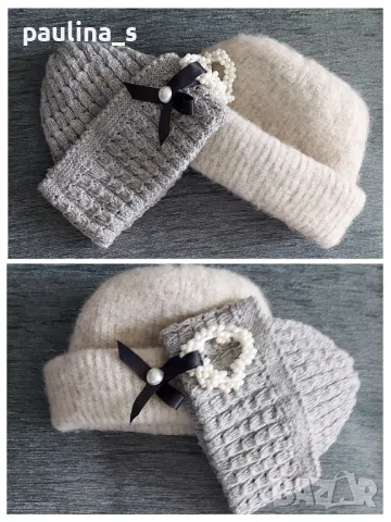 Четири броя / Зимни и преходни шапки / Вълнена шапка / Ръчна изработка и декорация , снимка 3 - Шапки - 48355443