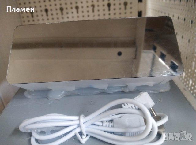 Часовник, метеорологична станция с led  огледало час, дата темп, влажност 14.5x4x8 см, снимка 4 - Други - 38942189