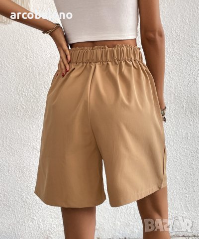 Дамски едноцветни плисирани шорти с висока талия - 023, снимка 2 - Къси панталони и бермуди - 40242120