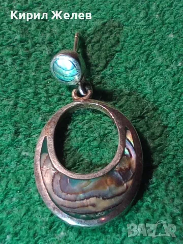 ПРЕКРАСНА СТАРА АНГЛИЙСКА СЕДЕФЕНА СРЕБЪРНА ОБЕЦА СРЕБРО 925 с КРАЛСКИ СЕДЕФ 45534, снимка 14 - Обеци - 46234772