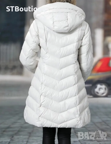 🧥 Дамско зимно яке със средна дължина в Черен и  цвят Кайсия , снимка 9 - Якета - 52267520