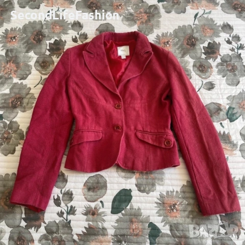 Дамско сако Mango MNG с 2 копчета, памучно, размер XS, бордо