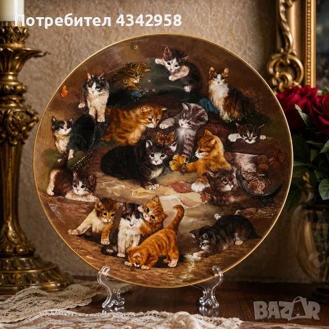 🐱 Колекционерска порцеланова чиния Seltmann Weiden – 1993 г.