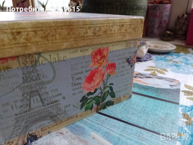 красива ретро кутия с рози от Париж, Франция, снимка 4 - Декорация за дома - 40597146