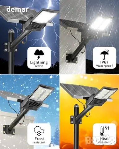 Соларна улична LED лампа Gefolly SL-10100W с IP67, снимка 6 - Соларни лампи - 55806881