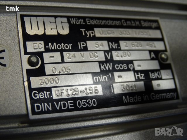 мотор редуктор WEG UECS 303 T/551 24 VDC, снимка 7 - Резервни части за машини - 35033068