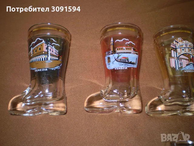 Венециански прозрачни чаши за шотове  6 чаши стъклени ботуши Ретро , снимка 4 - Други ценни предмети - 48082556