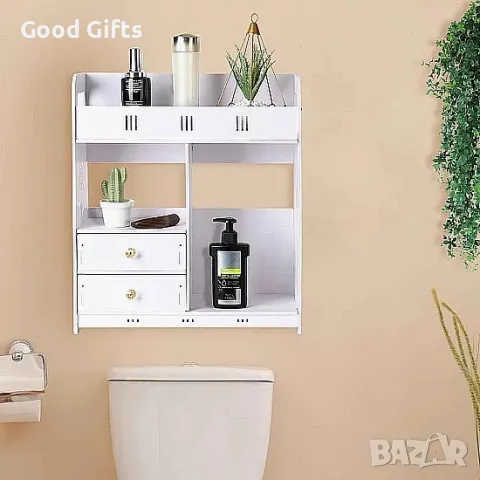 Водоустойчив Органайзер за баня, Бял Шкаф за баня
