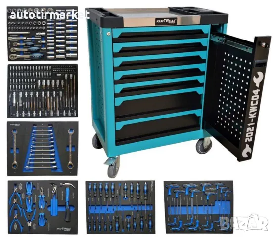 Количка с инструменти 7 чекмеджета метален плот – KRC002