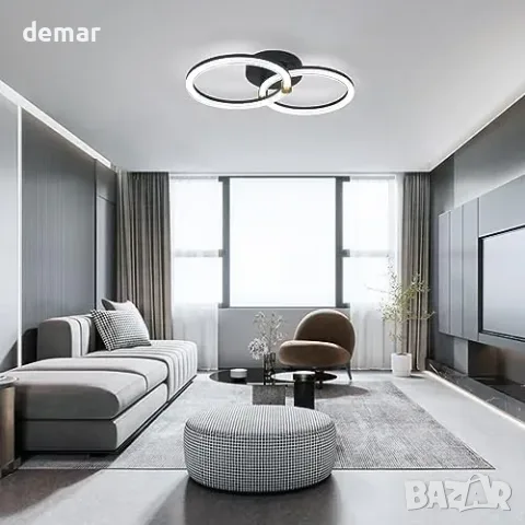 EIDISUNY черен LED плафон с два ринга и дистанционно, снимка 6 - Други стоки за дома - 56330077