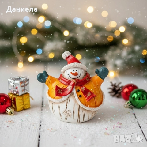 Коледни снежни човечета от полирезин – малка фигурка, идеална коледна украса за всеки дом, снимка 8 - Декорация за дома - 52477755