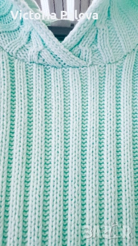 Плетена блуза тюркоазен цвят ANN LLEWELLYN ESQ, снимка 13 - Блузи с дълъг ръкав и пуловери - 53307902